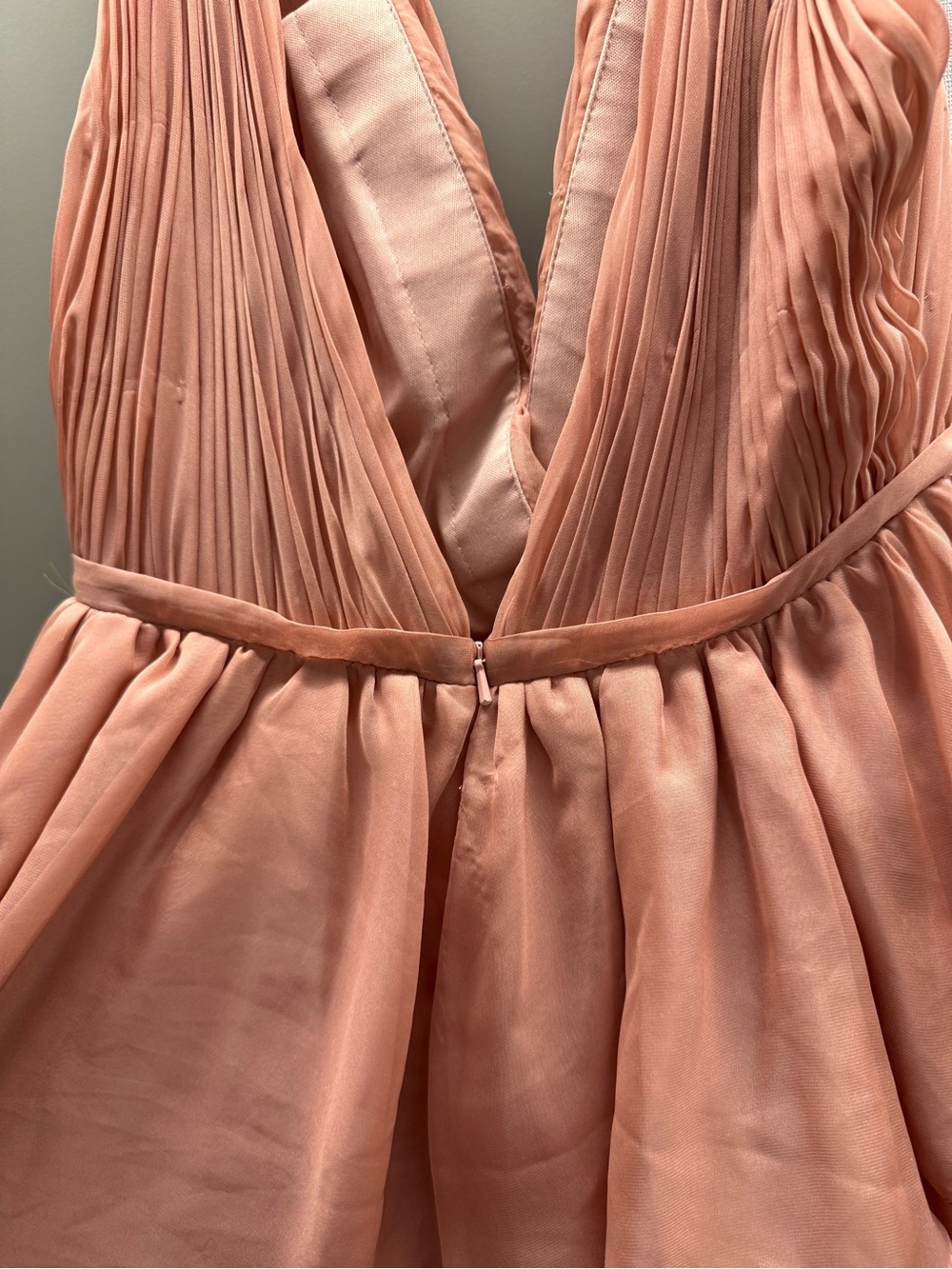 Dusty Pink Ruffled High-Low V-Neck Dress - Picture 4 of 5